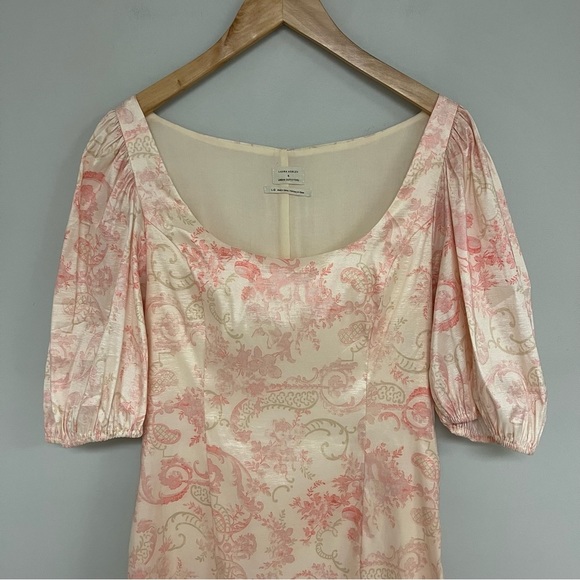 Laura Ashley x  Urban Outfitters‎ Puff Sleeve Dress Size Large Cream Pink Floral - Picture 6 of 14